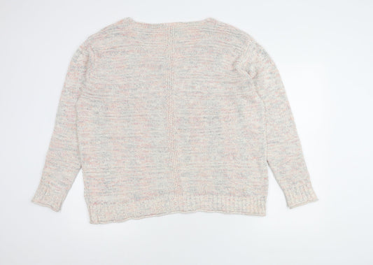 White Stuff Women's Multicoloured V-Neck Jumper Size 16