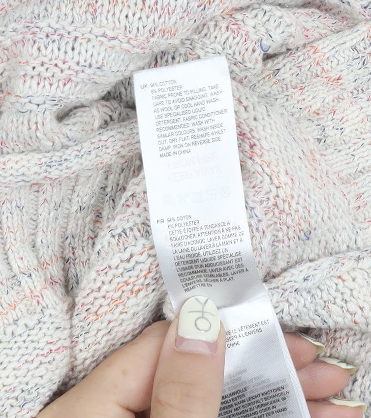 White Stuff Women's Multicoloured V-Neck Jumper Size 16