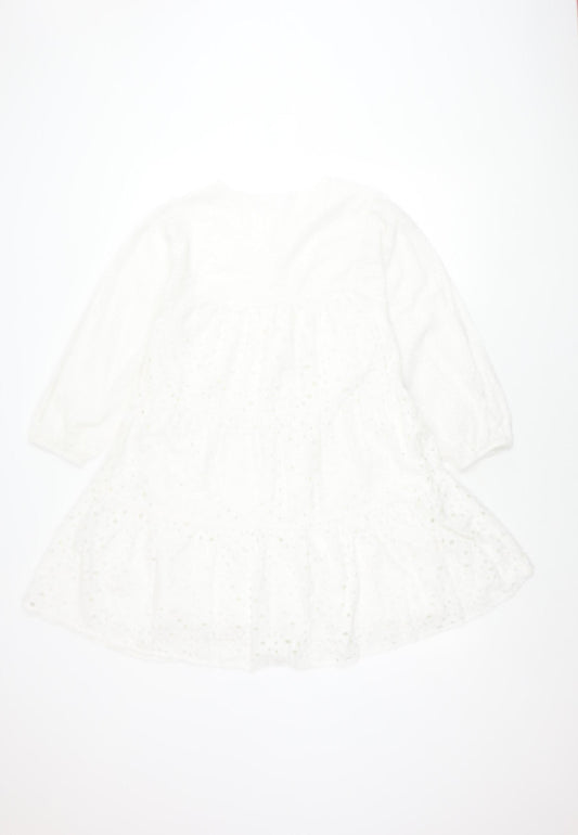 Zara Girls White Dress 11-12 Years Cotton