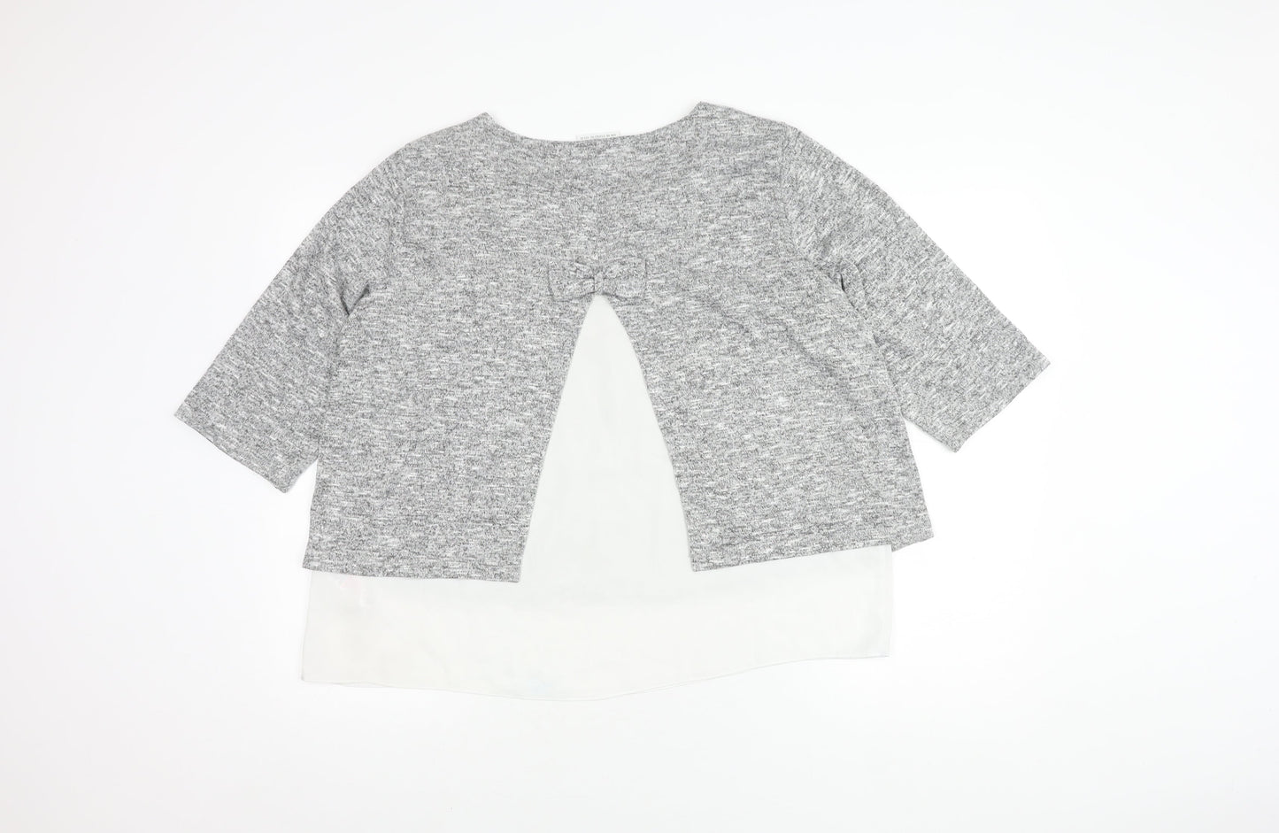 Wallis Grey Layered Bow Top for Women, Size 18