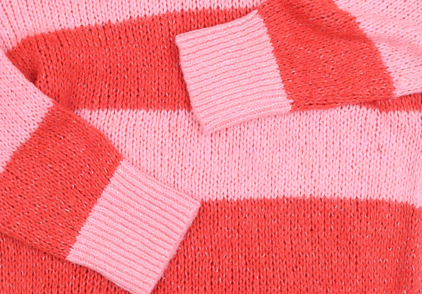 MNG Women's Pink Striped Pullover Jumper Size 8