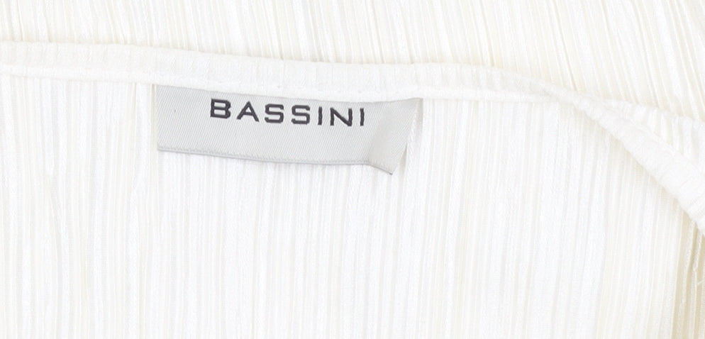 Bassini Women's White Kimono Blouse XL Beaded Accents