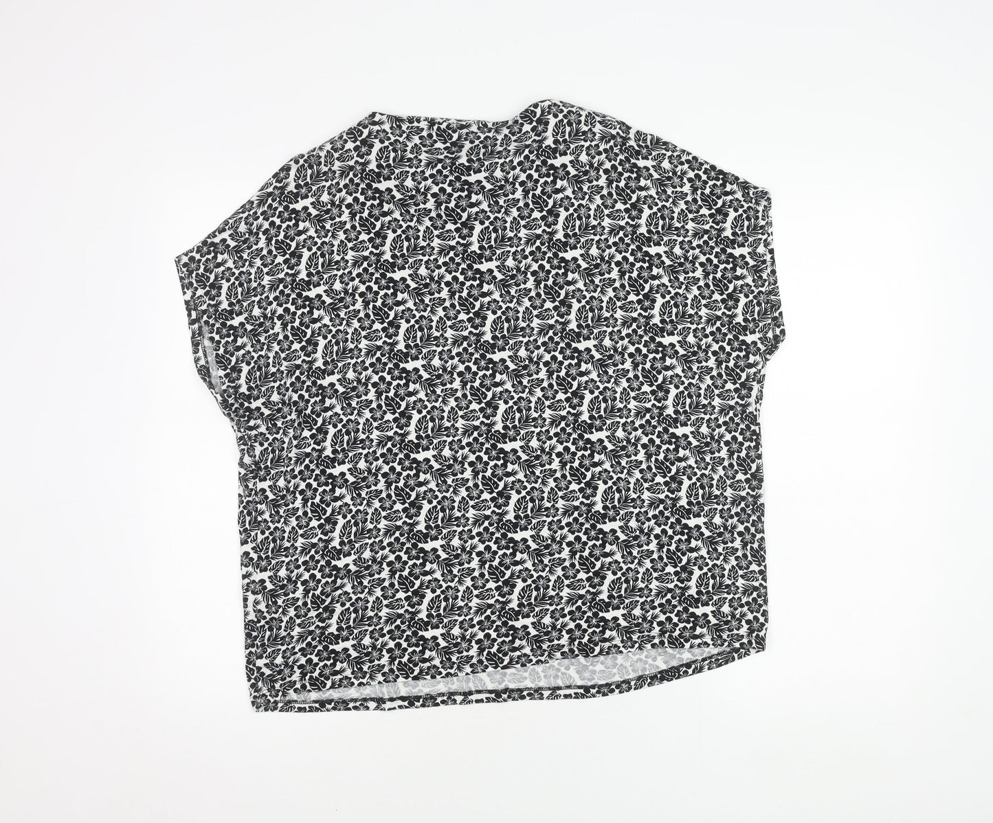 Marks and Spencer Women's Black Floral Top, Size 14