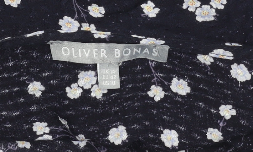 Oliver Bonas Women's Blue Floral Blouse Size 14