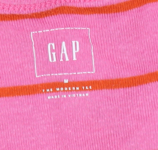 Gap Women's Pink Striped Long Sleeve V-Neck Tee