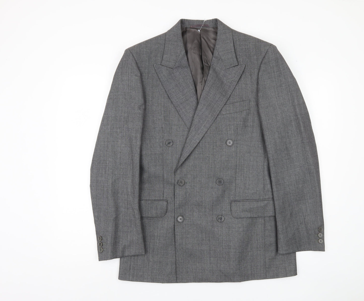 Jaeger Men's Grey Wool Double-Breasted Blazer Size 46