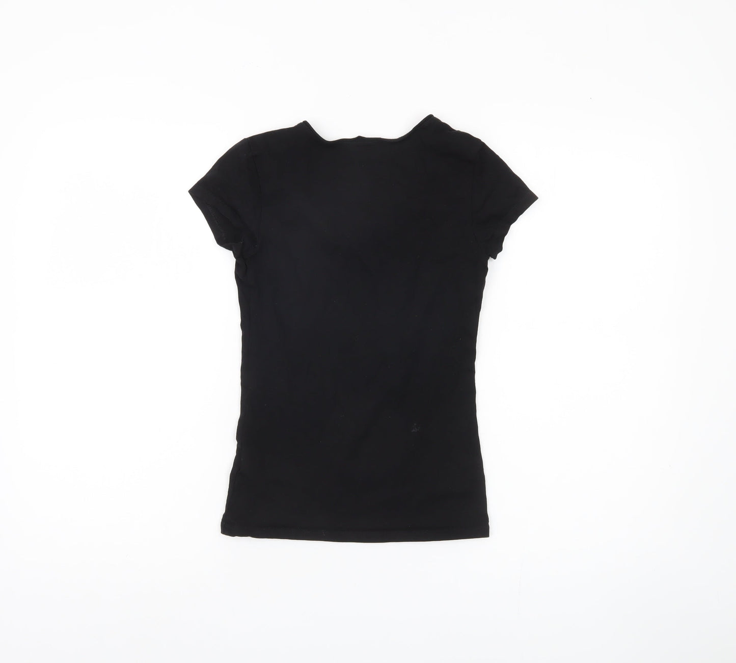 Pull & Bear Women's Black V-Neck T-Shirt - Size S