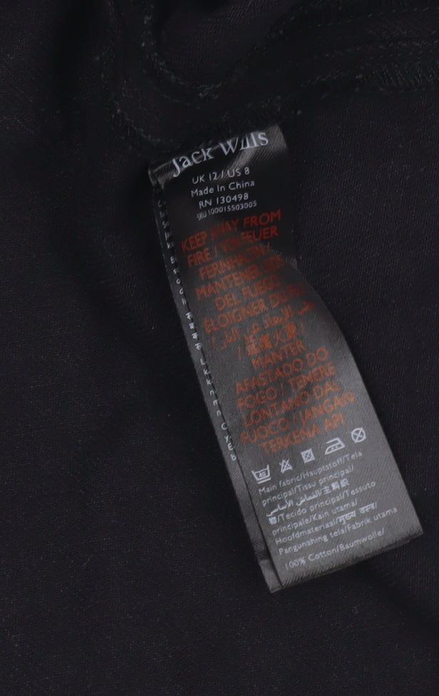 Jack Wills Women's Black Dungaree Dress Size 12