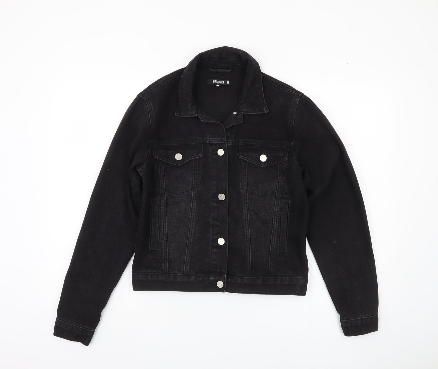Missguided Women's Black Denim Jacket, Size 4, Casual Style