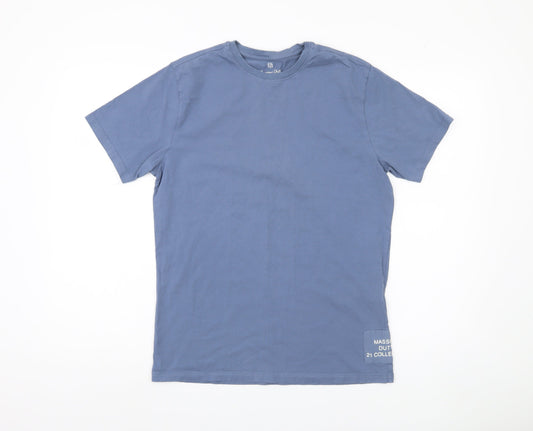 Massimo Dutti Men’s Blue Cotton T-Shirt, Size M
