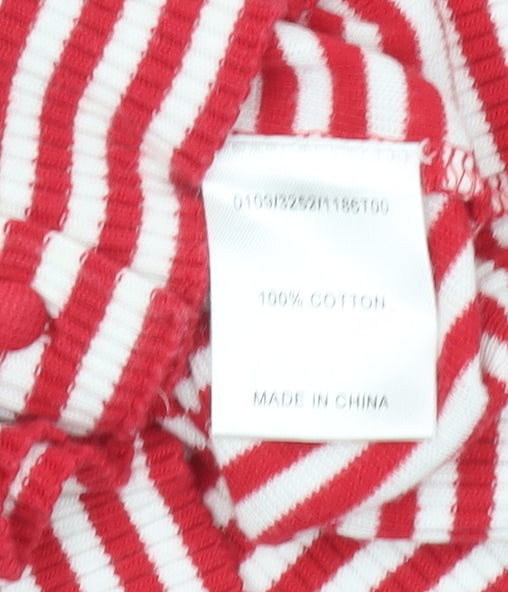 Hobbs Women's Red Striped Cardigan M Scoop Neck