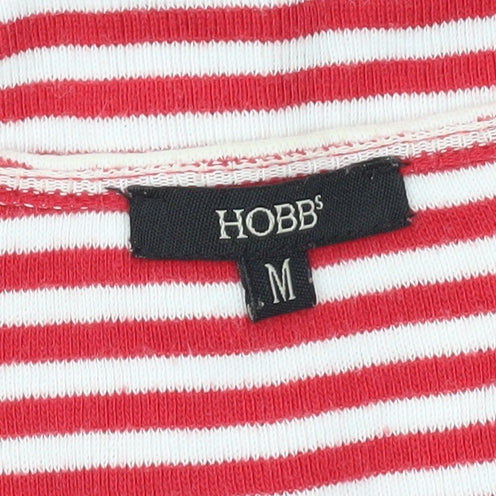 Hobbs Women's Red Striped Cardigan M Scoop Neck