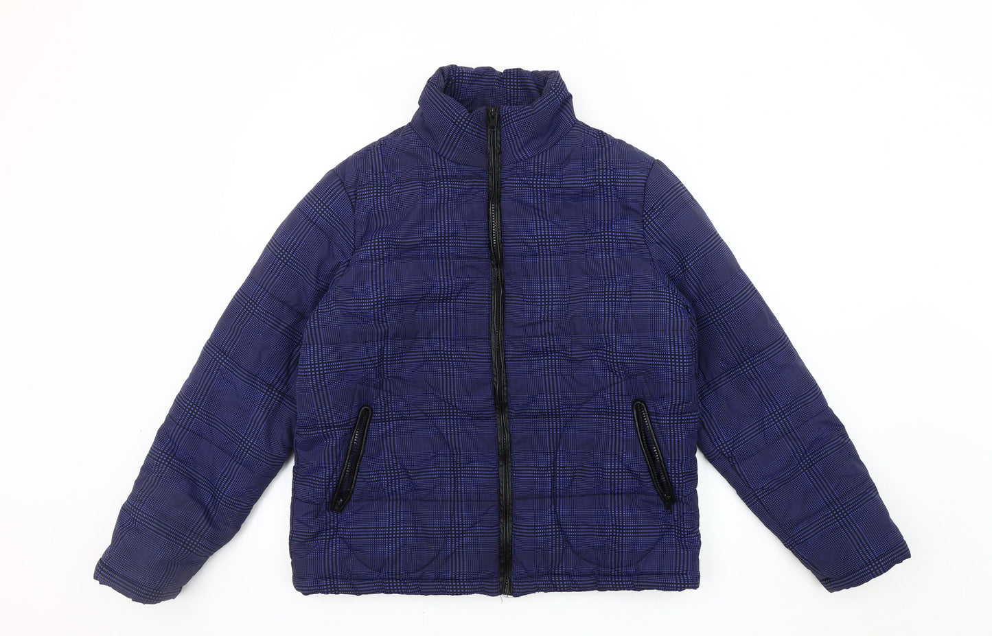 Kling Women's Blue Check Puffer Jacket M