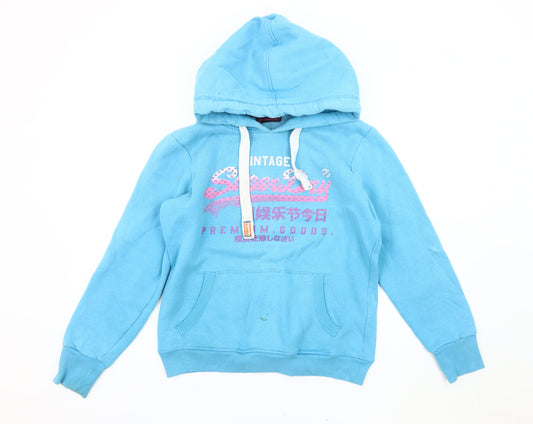 Superdry Women's Blue Hoodie, M, Vintage Style