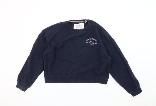 Jack Wills Women's Navy Sweatshirt UK 12 Cotton Blend