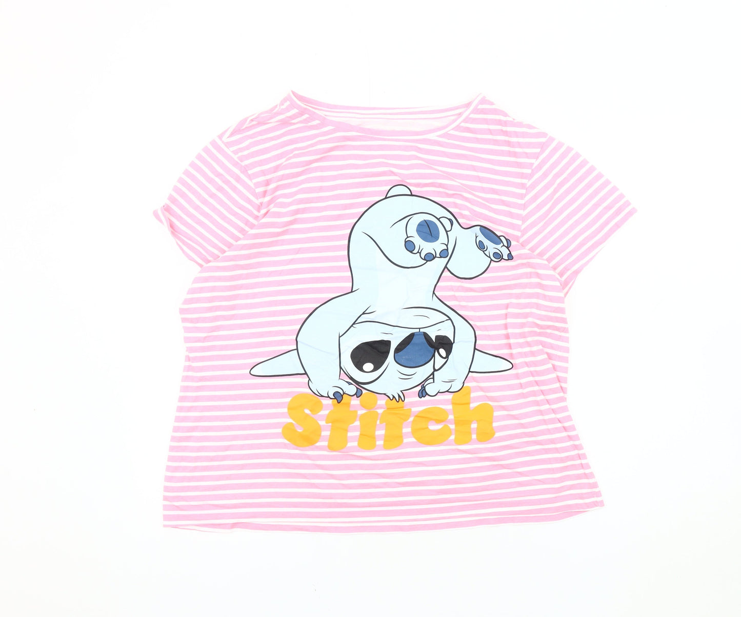 Disney Women's Pink Stitch T-Shirt - Size L