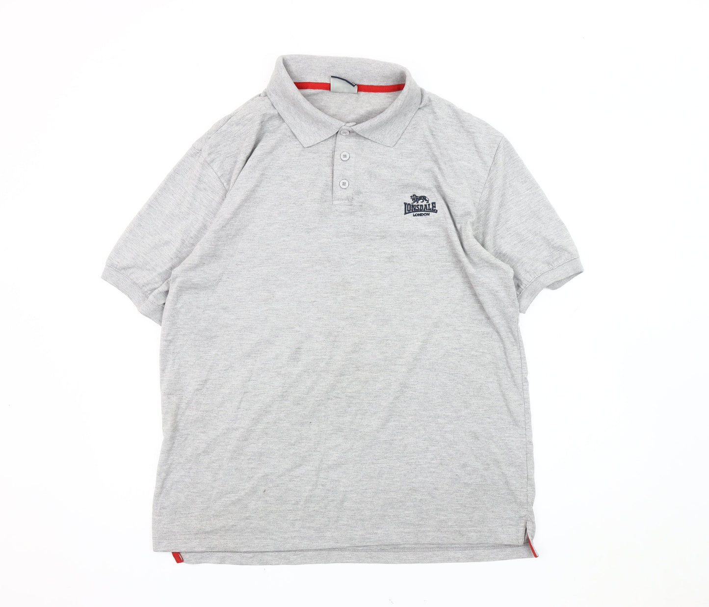 Lonsdale Grey Men's Polo Shirt - Medium, Short Sleeve