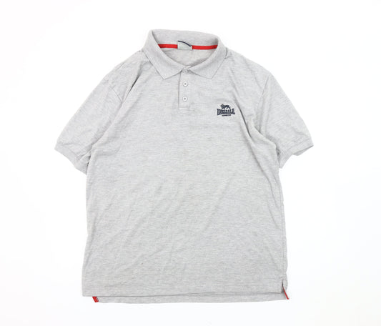 Lonsdale Grey Men's Polo Shirt - Medium, Short Sleeve