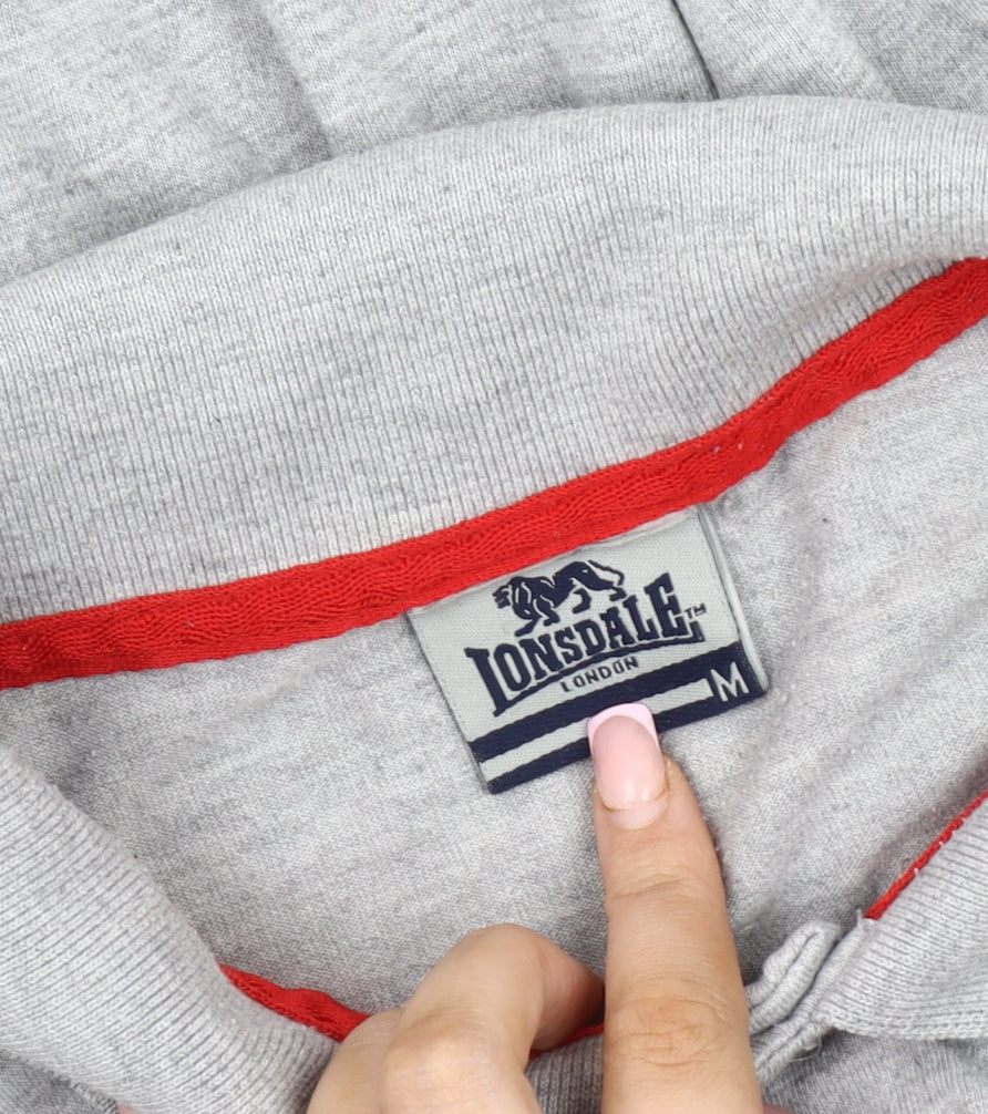 Lonsdale Grey Men's Polo Shirt - Medium, Short Sleeve