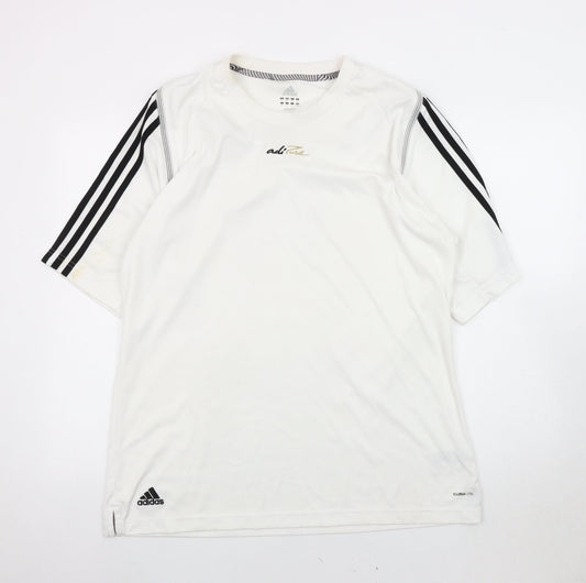 Adidas Men's White Gym Jersey T-Shirt L - Logo Breathable