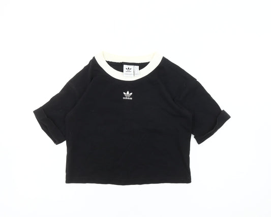 Adidas Women's Black Ringer T-Shirt, Size 8