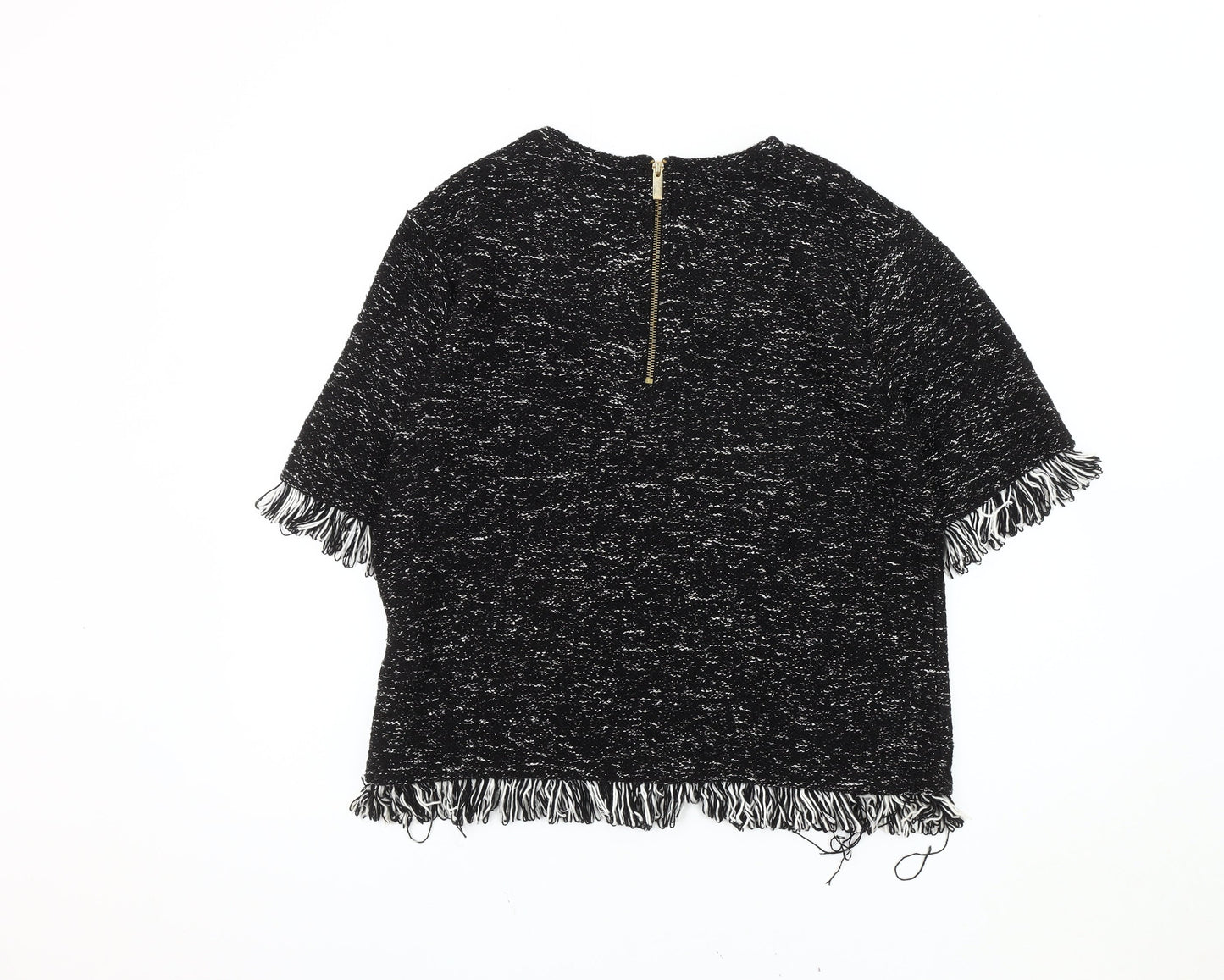 River Island Black Tunic Women's Size 14 Fringe Accent