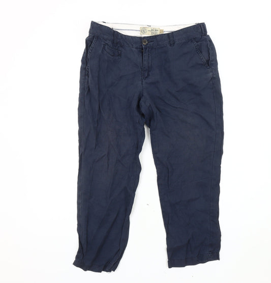 Fat Face Women's Blue Linen Relaxed Trousers Size 10