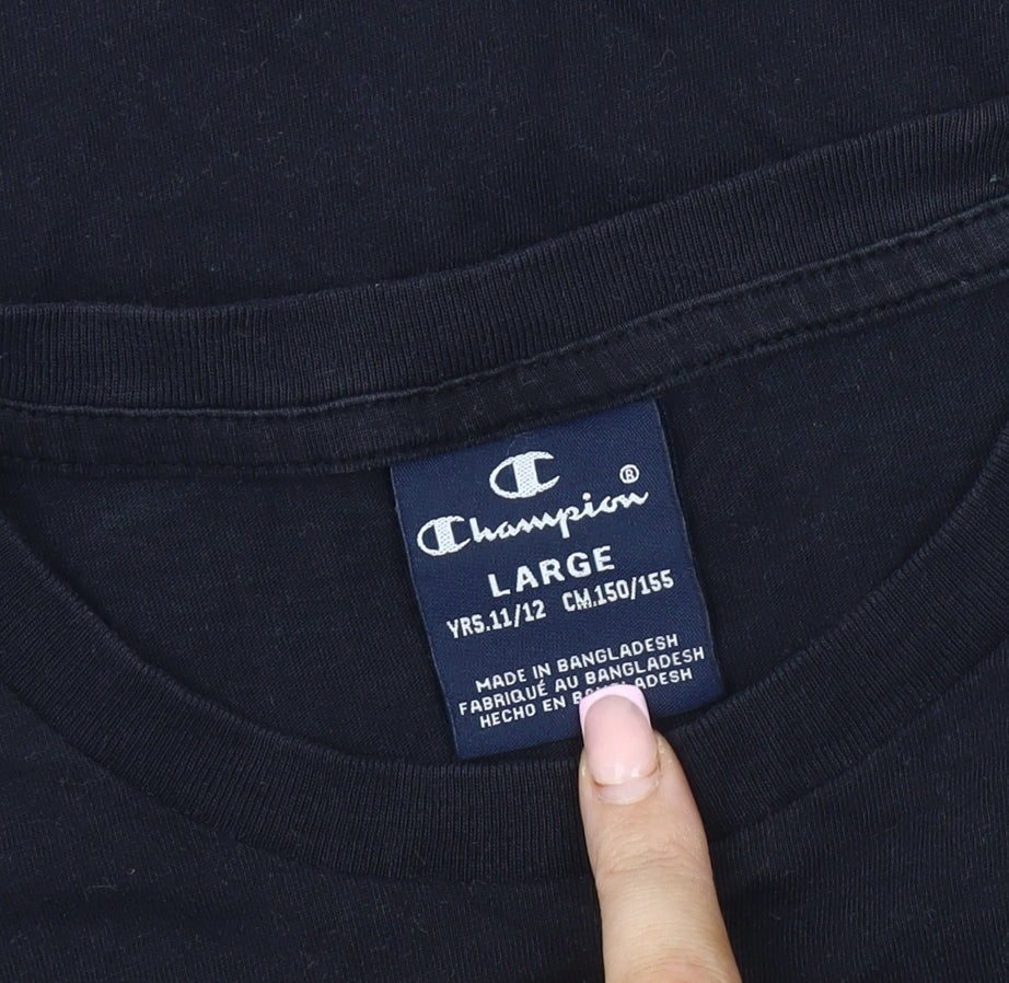 Champion Boys Black Logo Graphic T-Shirt 11-12 Years