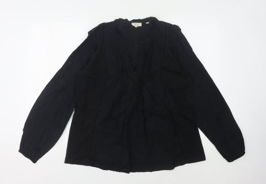 Fat Face Women's Black Blouse UK 10 Long Sleeve