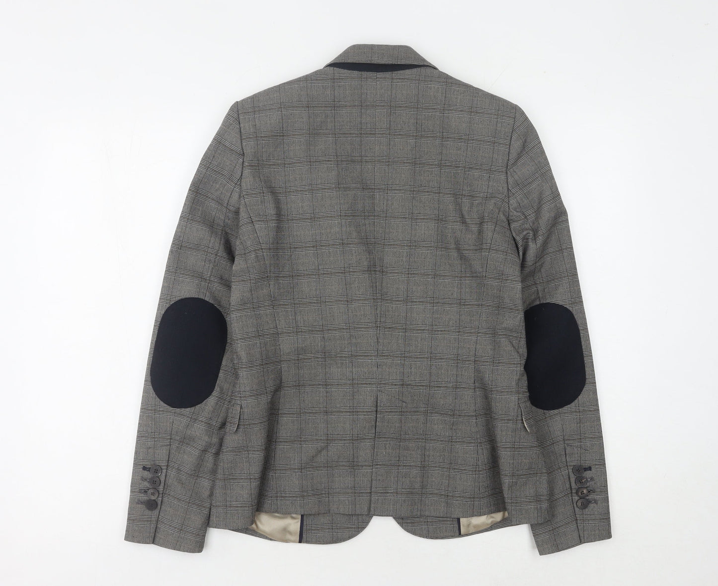 Zara Basic Grey Plaid Blazer Women's M Single-Breasted