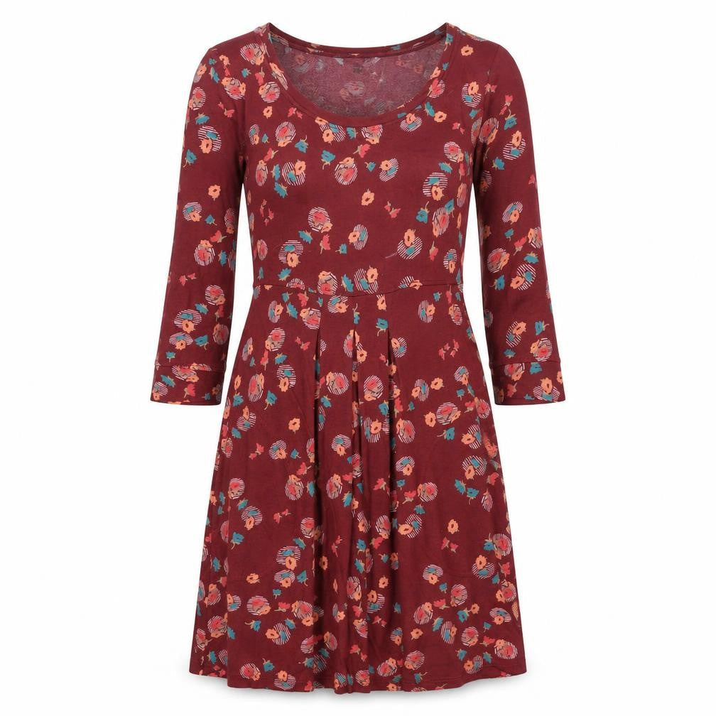 FatFace Women's Red Floral A-Line Dress - Size 10