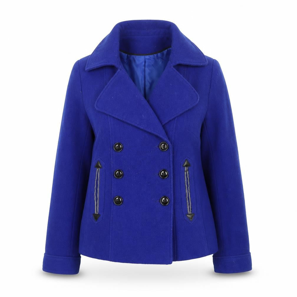 Front view of Red Herring Women's Blue Pea Coat - Size Unknown