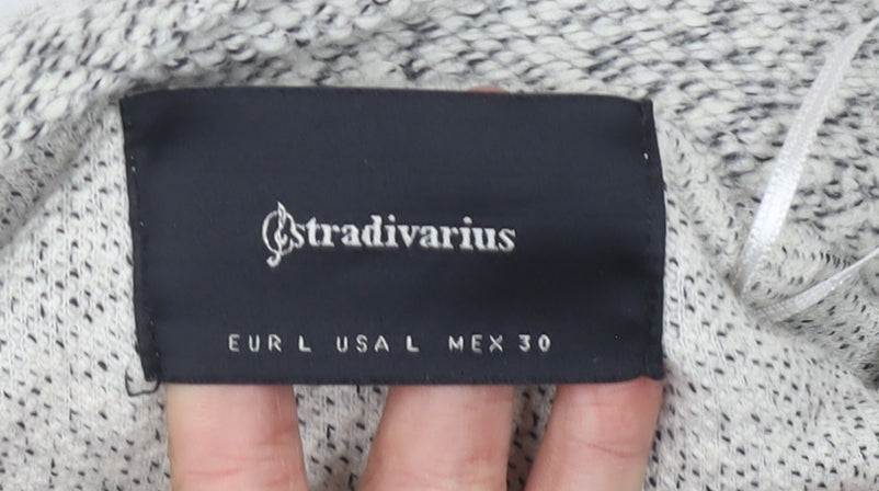 Stradivarius Womens Grey Open Front Cardigan Size 12 Zip Accents