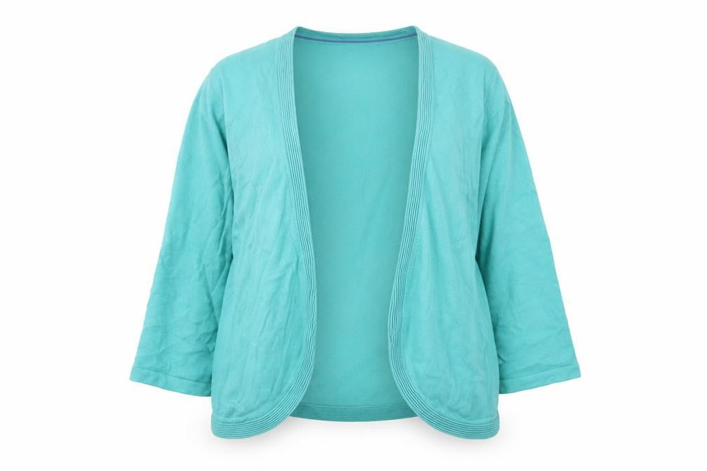 Front view of Bonmarché Women’s Green Open Front Cardigan, size L, Knit, Excellent