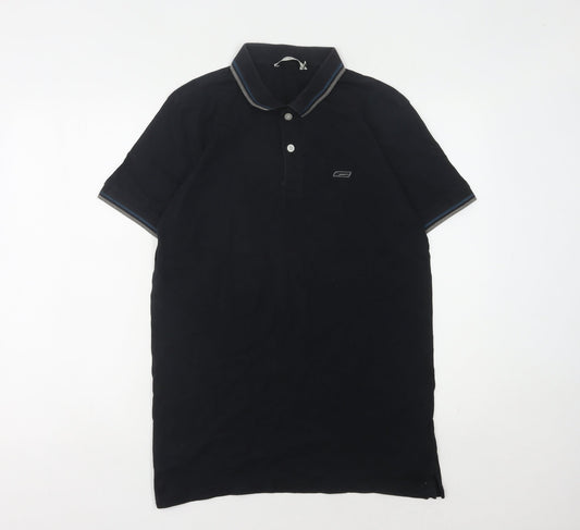 Jack & Jones Men's Black Polo Shirt L - Short Sleeve Cotton