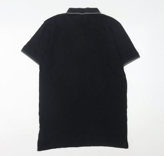 Jack & Jones Men's Black Polo Shirt L - Short Sleeve Cotton