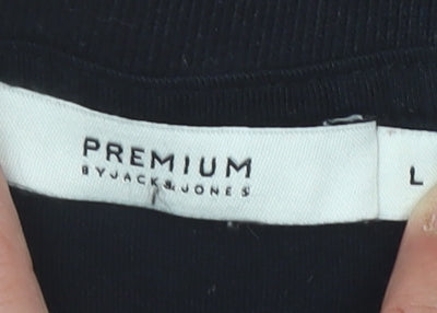 Jack & Jones Men's Black Polo Shirt L - Short Sleeve Cotton