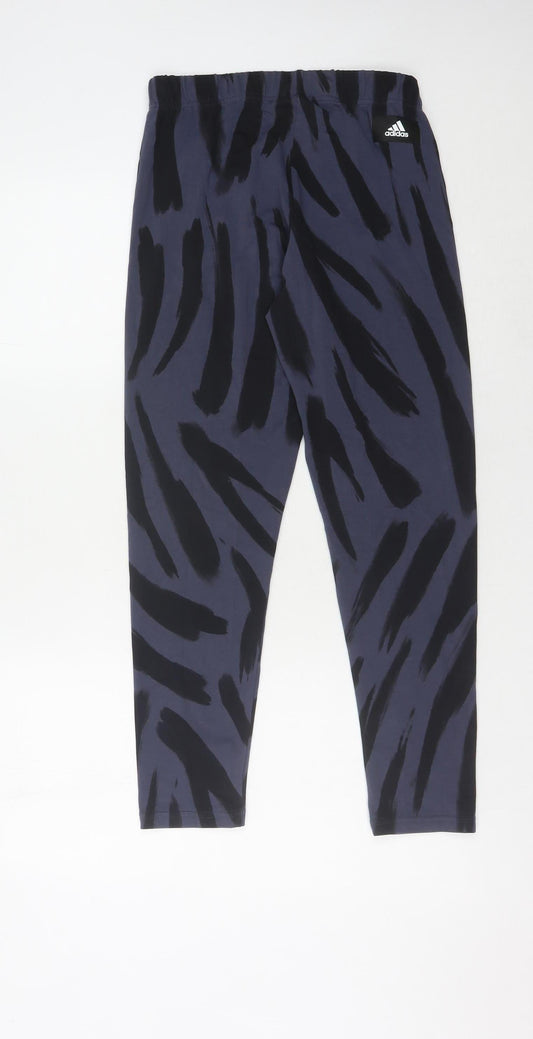 Adidas Women's Blue Animal Print Ankle Leggings Size 12-14