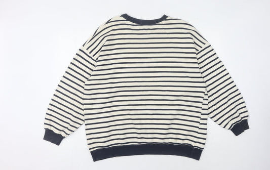Pacific Republic Women's Black M Pullover Striped Sweatshirt