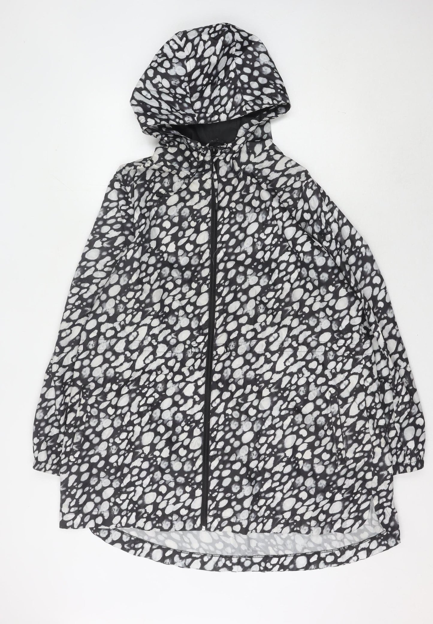Marks and Spencer Women's Black Animal Print Rain Coat L