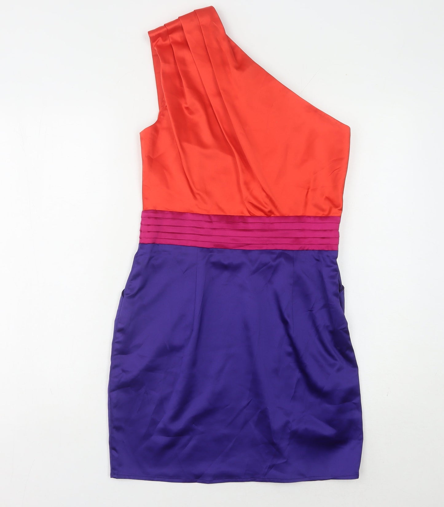 Lipsy Women Multicoloured One Shoulder Dress Size 8