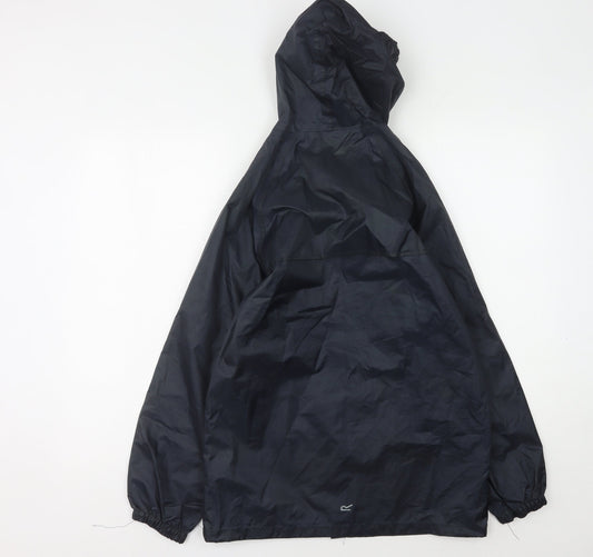 Regatta Boys Blue Hooded Rain Coat, Size 12, Lightweight