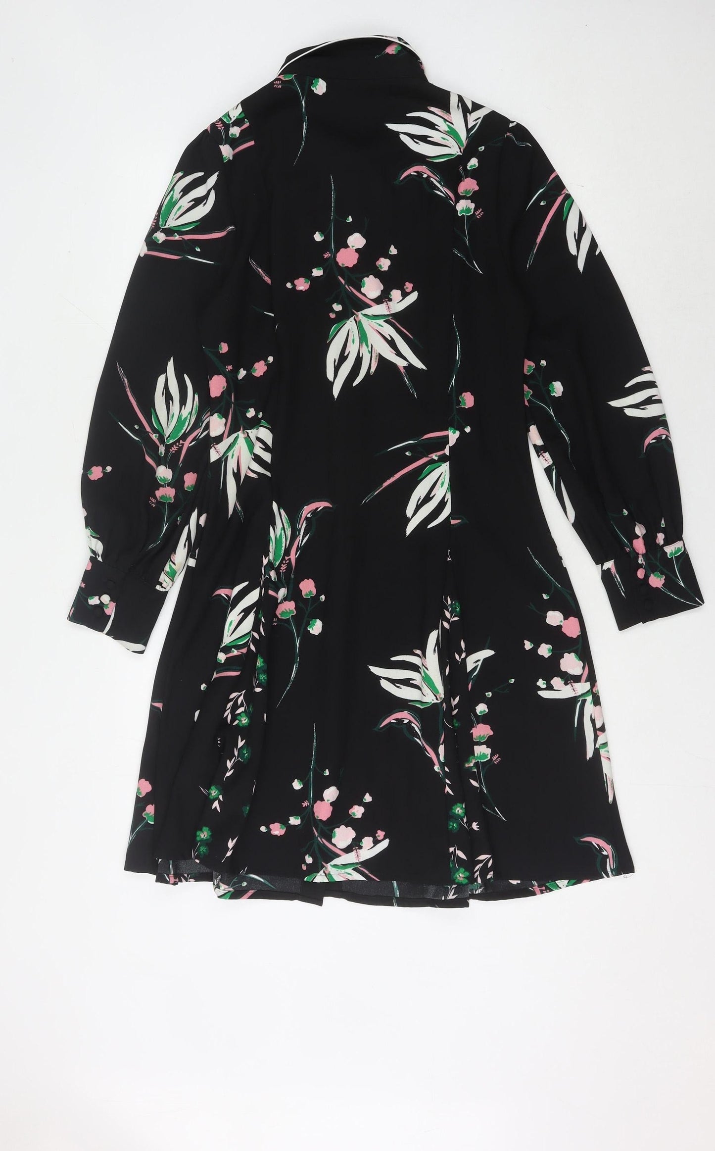 Marks and Spencer Women's Black Floral Collared Dress Size 10