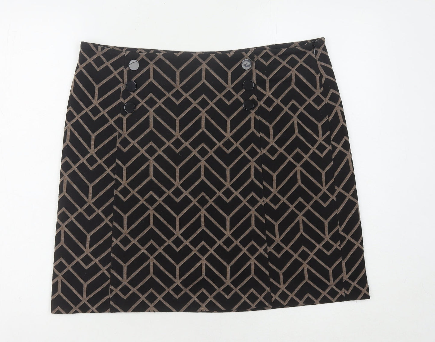 Wallis Women Black Geometric Pencil Skirt Size 14