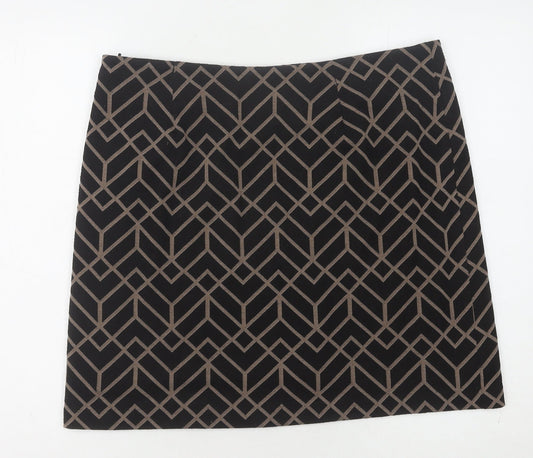 Wallis Women Black Geometric Pencil Skirt Size 14