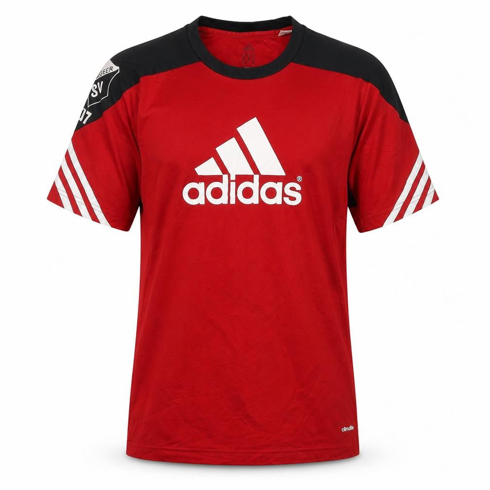 Front view of adidas Men's Red T-Shirt, size S, Sports Style