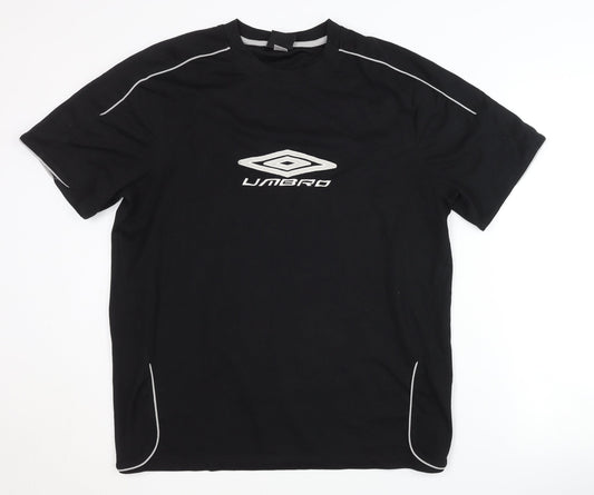 Umbro Men's Black T-Shirt L Gym Solid Logo Crew