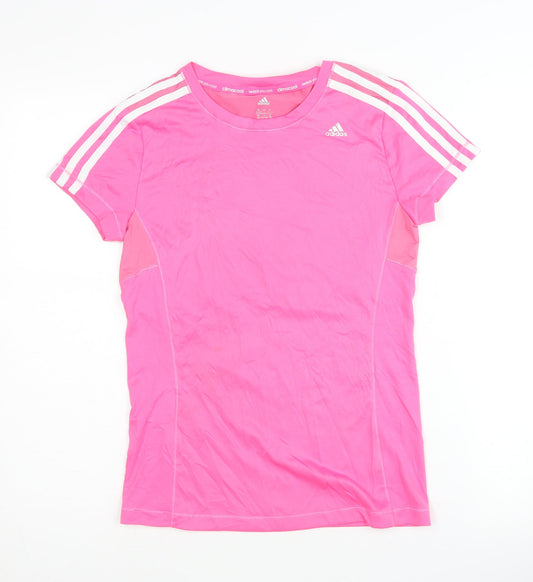 Adidas Girls Pink T-Shirt, Size 13-14, Athletic Breathable