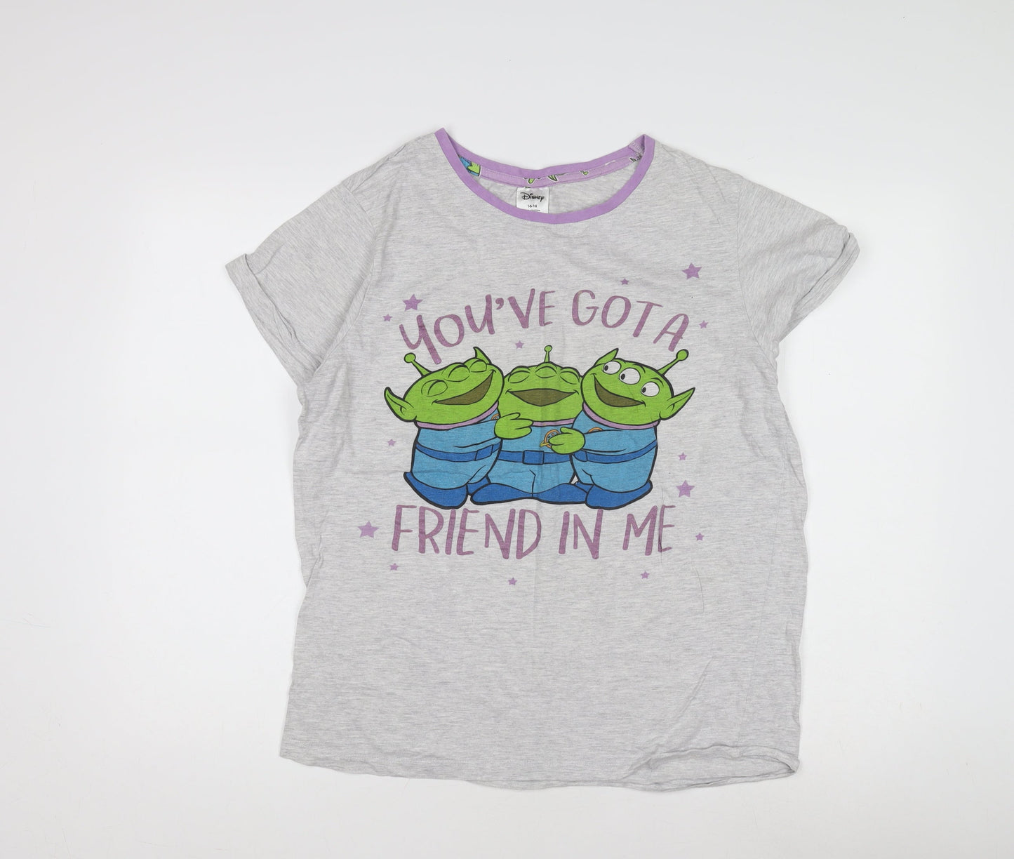 Disney Teens Grey T-Shirt Size 16 Plus Crew Neck