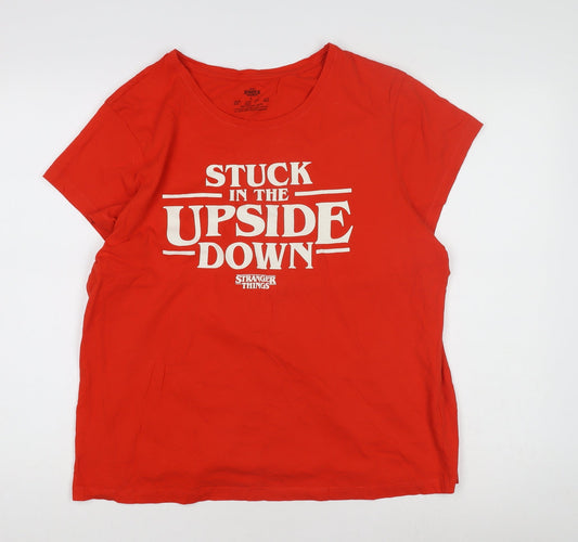 Stranger Things Women's Red T-Shirt, Size L, Casual